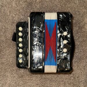 Child Prodigy Black Accordion with Red and Blue Accents